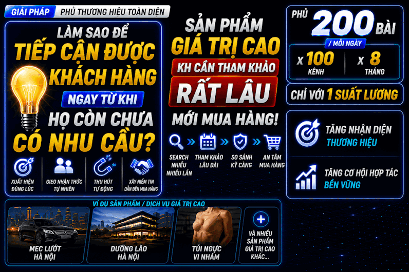 Phủ thương hiệu sản phẩm giá trị cao: Khách Search nhiều lần vẫn thấy bạn